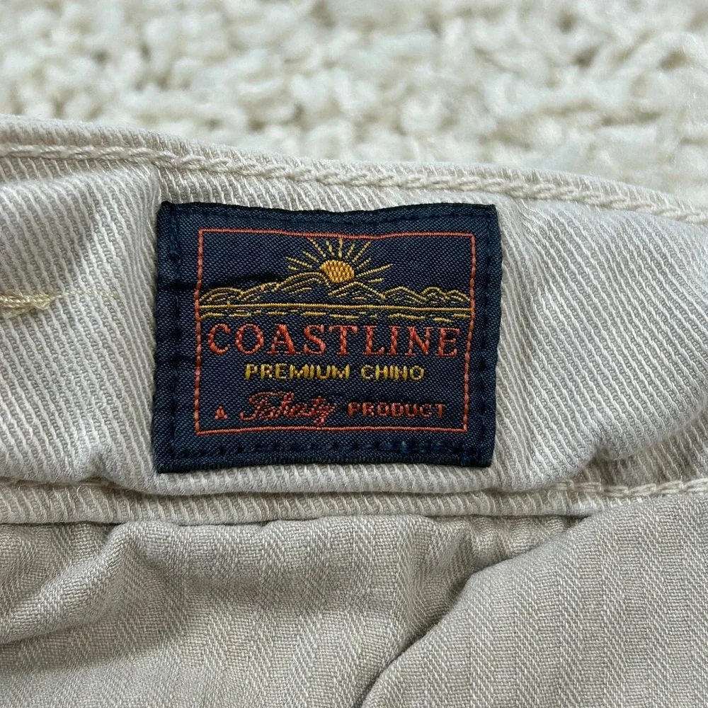 Faherty Coastline Premium Chino 34x32 Fits 34X30 Tan Tailored Fit Organic Cotton